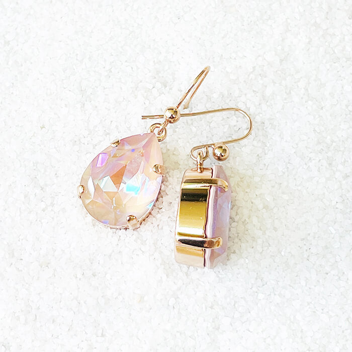 Swarovski Pink Drop Earrings pear shaped swarovski