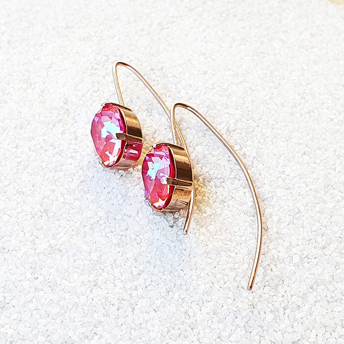 swarovski pink drop earrings long drop earrings