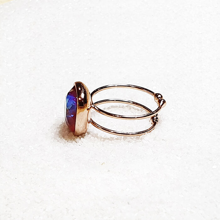 Rose Gold Ring with Pink Stone Swarovski Crystal