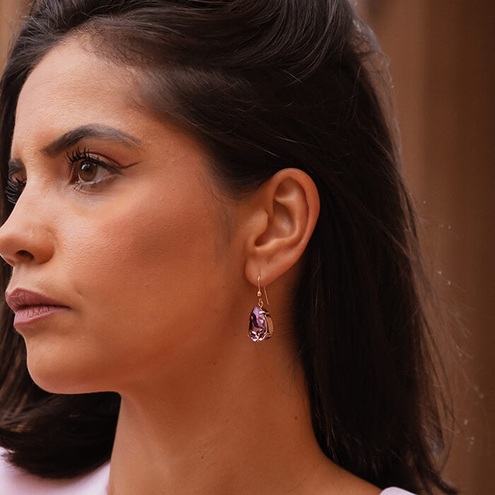 Swarovski Rose Gold Earrings on model