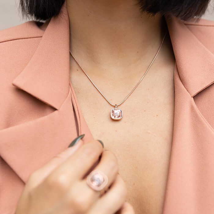 Swarovski Rose Gold Pendant on model