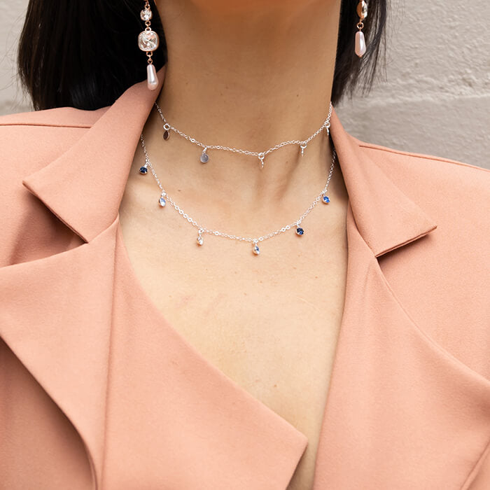 Swarovski Silver Necklace on model