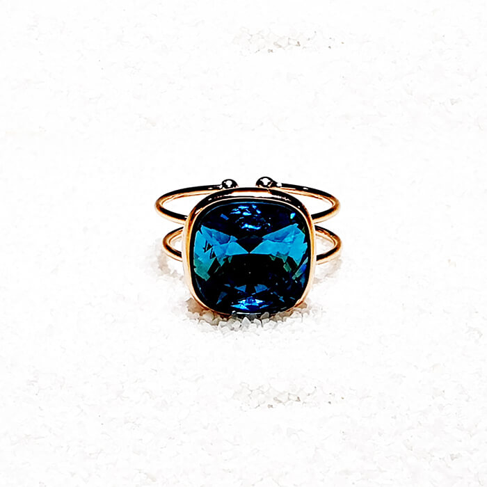 Indicolite swarovski ring in rose gold