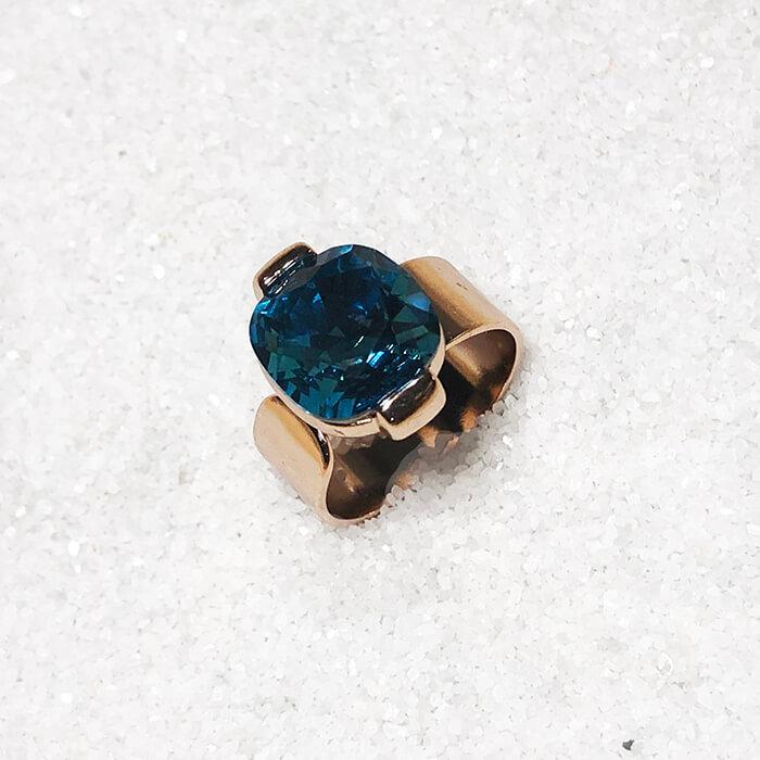 indicolite swarovski crystal adjustable rose gold ring
