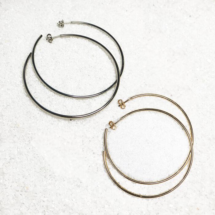 Large hoop earrings - 50mm hoops earrings plated in silver and gold