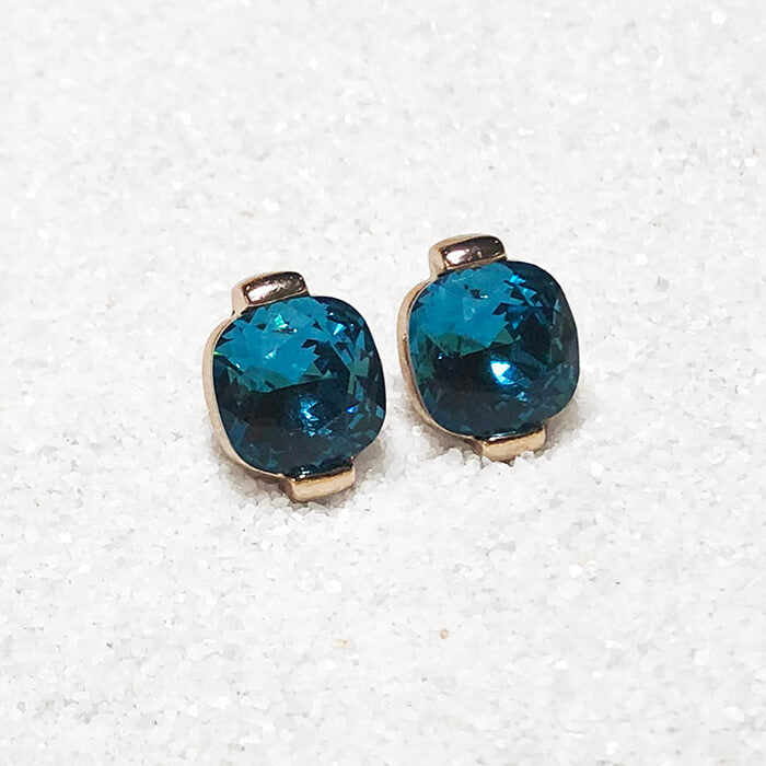 Indicolite Swarovski Crystal Earrings | Swarovski Stud Earrings