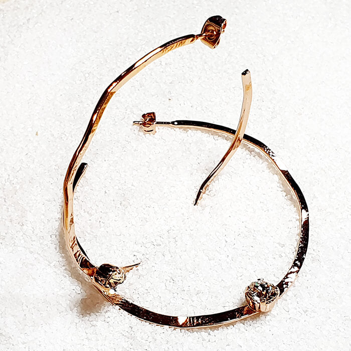 large rose gold hoop earrings with swarovski by Bidiliia