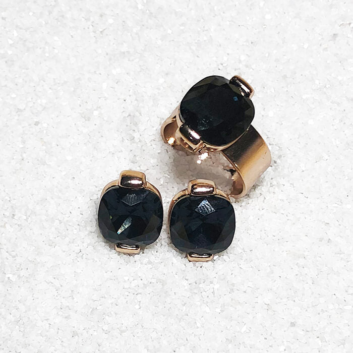 Swarovski Black Ring and stud earrings