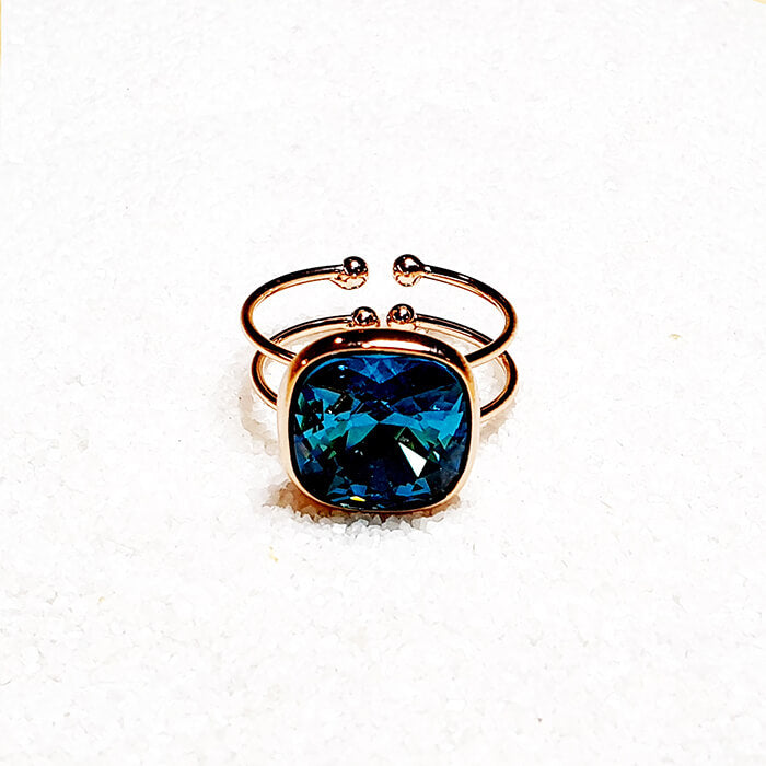 Indicolite swarovski ring in rose gold | genuine swarovski 