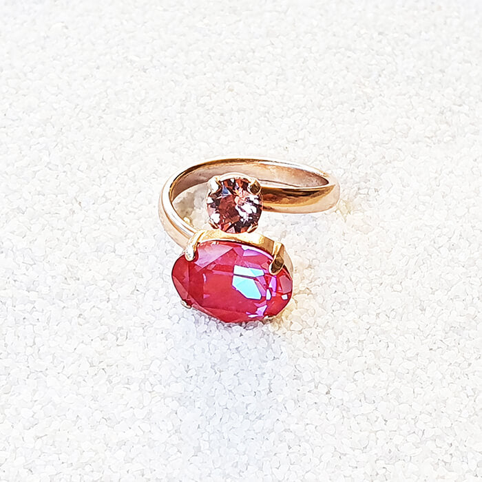 swarovski pink stone ring unique