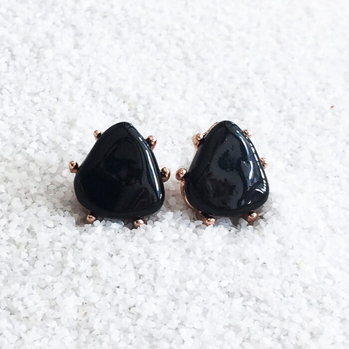 versatile stud earrings with black resin