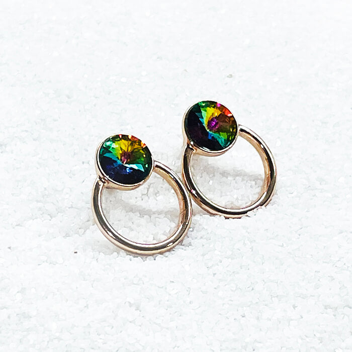 Vitrail Swarovski Crystal Stud Earrings  side view 