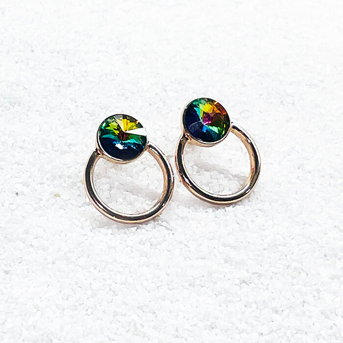 Vitrail Swarovski Crystal Stud Earrings side view 