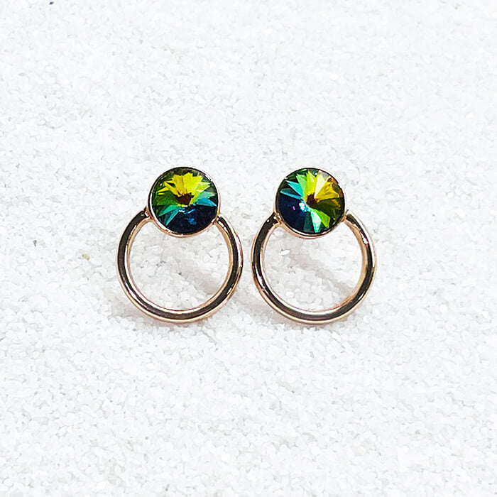Vitrail Swarovski Crystal Stud Earrings close up 
